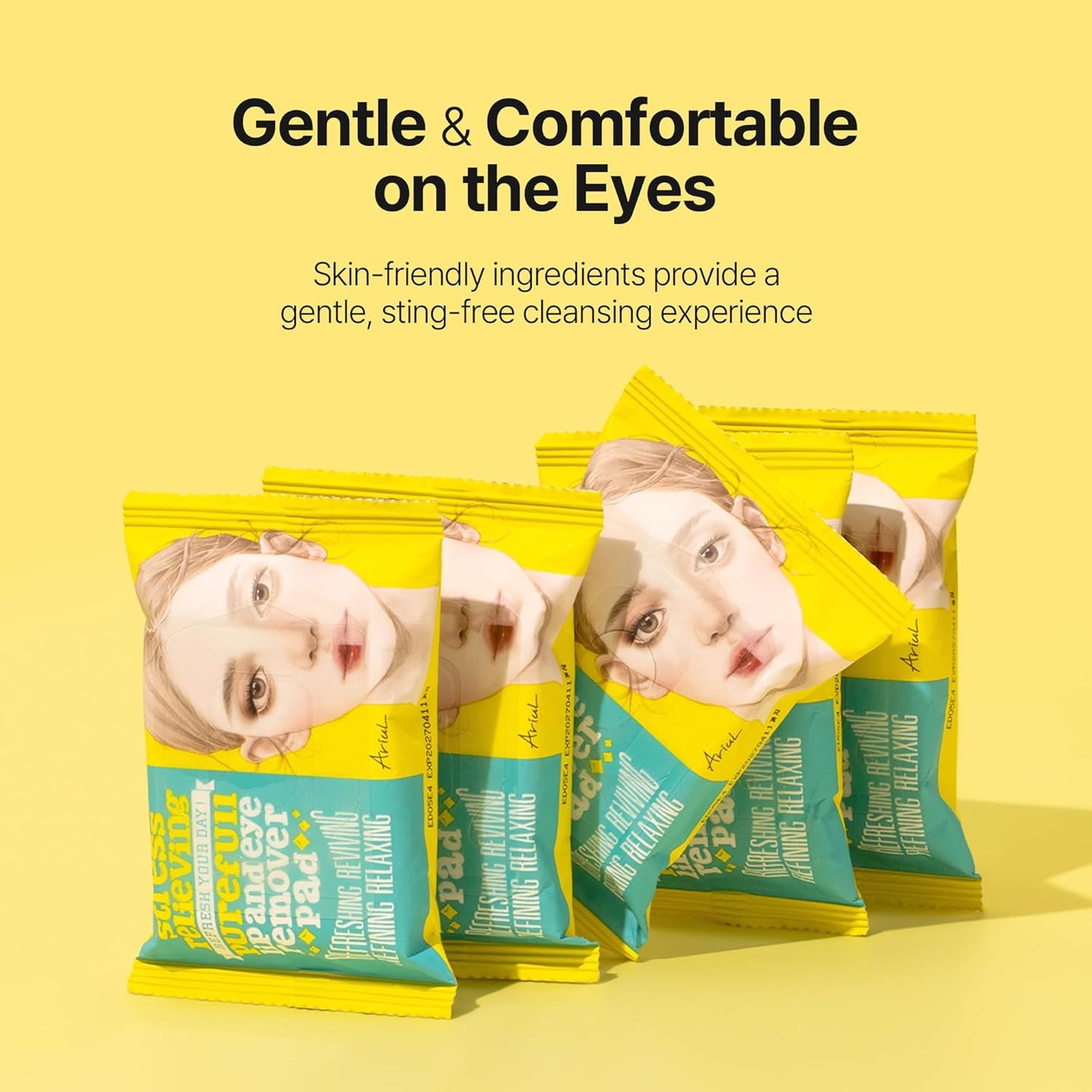 Ariul Purefull Lip & Eye Makeup Remover Pads - Oil-Infused, Gentle Exfoliation | Travel-Friendly Compact (90 Pads)