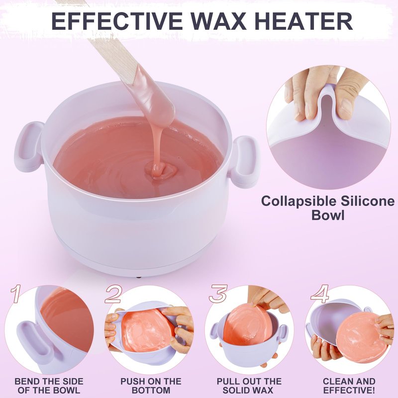 Wax Warmer for Hair Removal, 16.9oz Portable Electric Wax Heater Machine for Hard and Soft Wax Beads, Fast Heating for Home Gentle, Salon Warmer for Braizlian Waxing, Body, Bikini, Eyebrow, Purple
