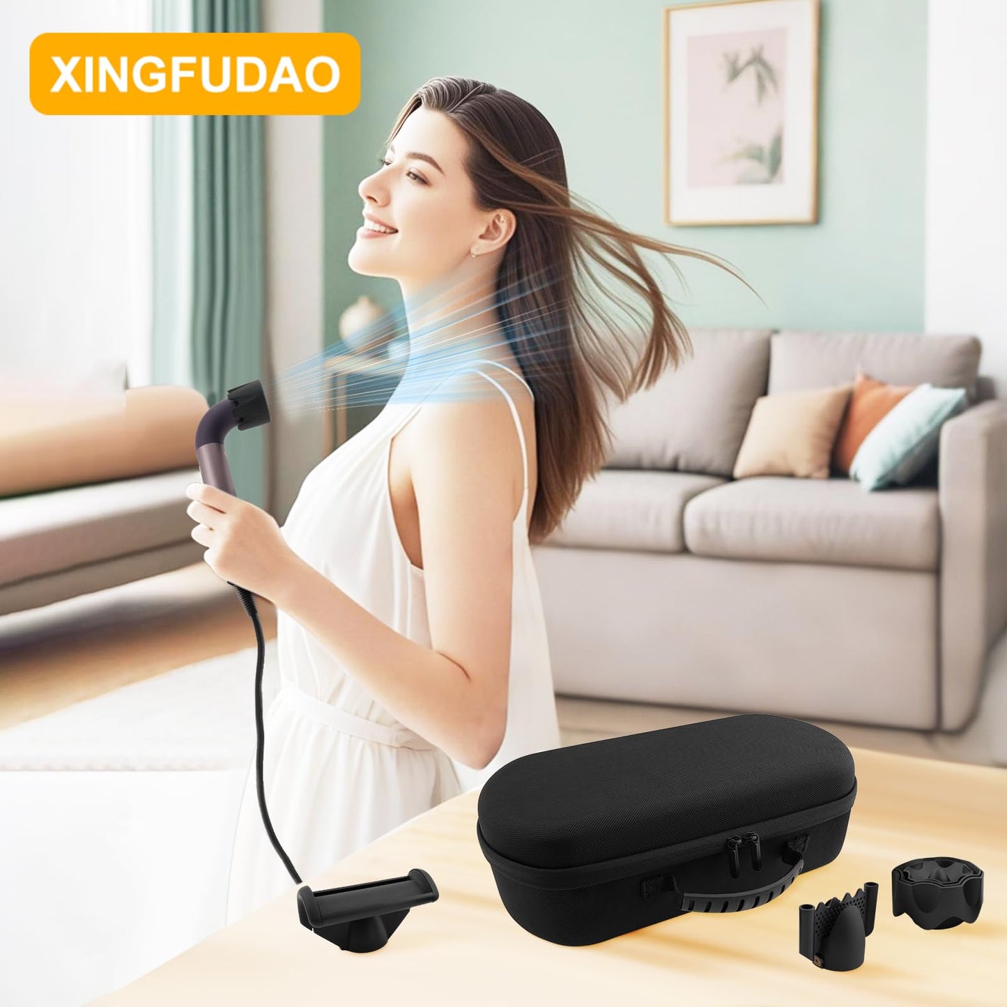 XINGFUDAO Carrying Case Compatible with Dyson Supersonic Nural and Supersonic R, Hard Travel Case for Hair Dryer, Black