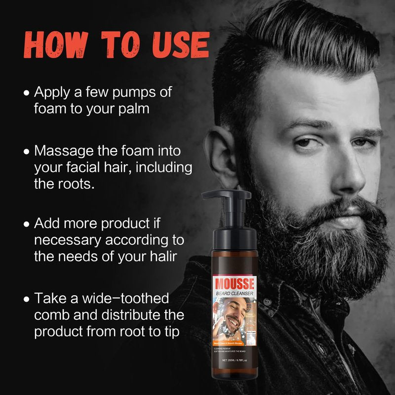 GUOYAOLIFU Foaming Bright and Fresh Scent Beard Wash for Men, Foaming Fresh Scent Beard Wash, Deep Cleaning, Non-Drying, Hydrating Gentle Cleanser For All Beard Types & Lengths