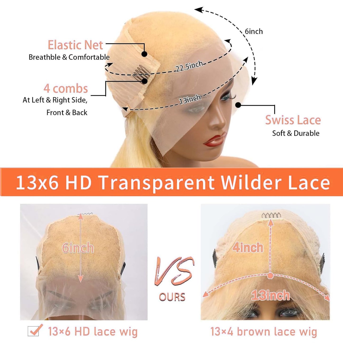 SUNKASA 32 Inch 613 Lace Front Wig Human Hair 200 Density 13x6 Body Wave Blonde Wig Human Hair HD Transparent Lace Front Wigs Blonde Glueless Wig for Women Pre Plucked with Baby Hair