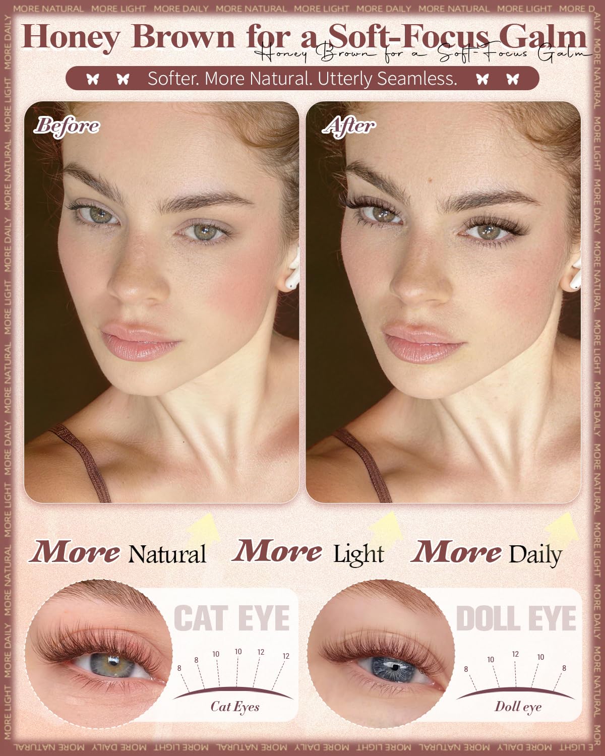 Wtvane Brown Lash Clusters Natural Eyelash Clusters 8-10-12mm Short Lash Extensions Wispy Lash Clusters C Curl Individual Lashes Cluster with Thin Band Soft Brown Eyelashes Clusters for Clean Makeup