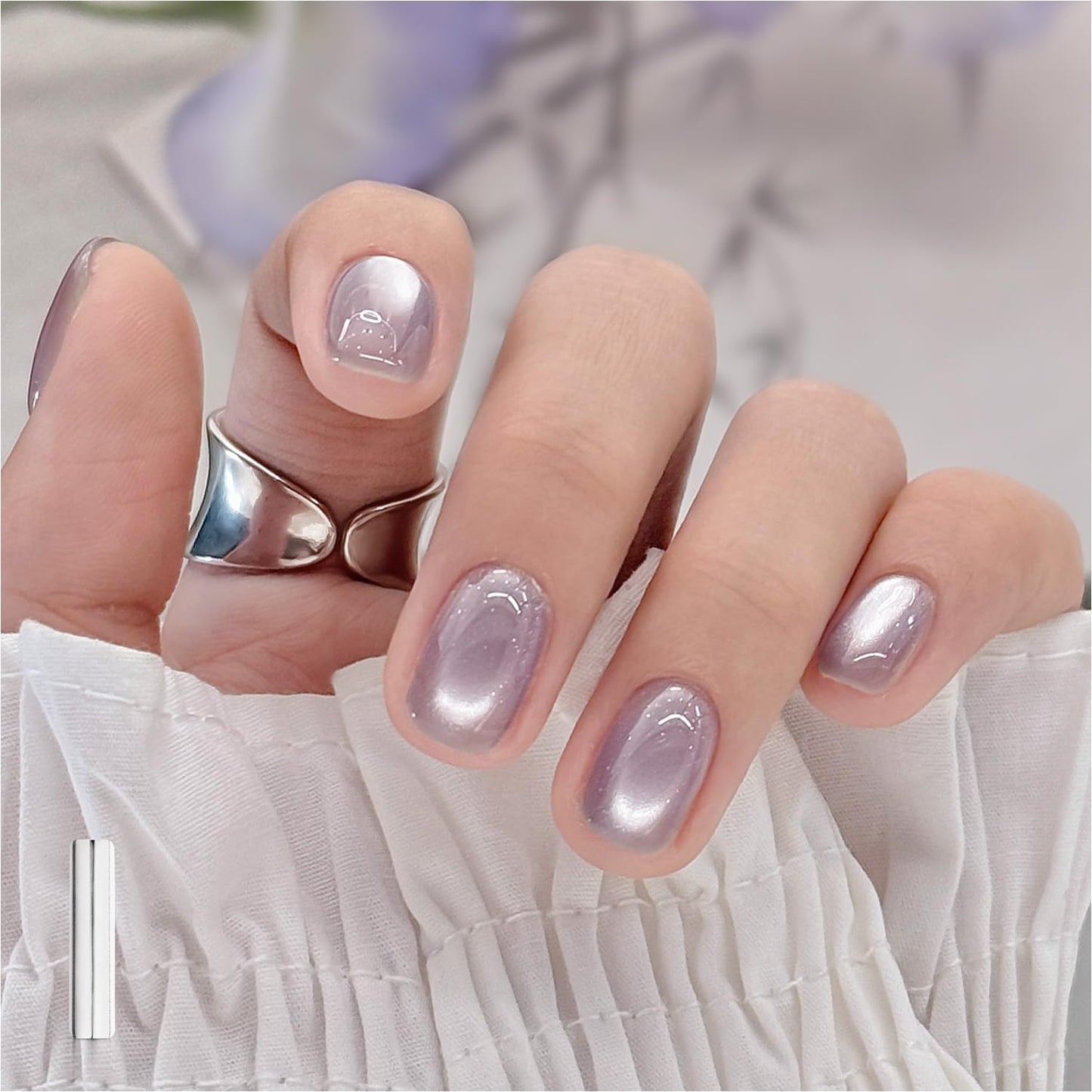 Glassy Cat Eye Gel Nail Polish - 16ml Holographic UV Gel with Magnet | Silvery Moonlight Reflective Finish