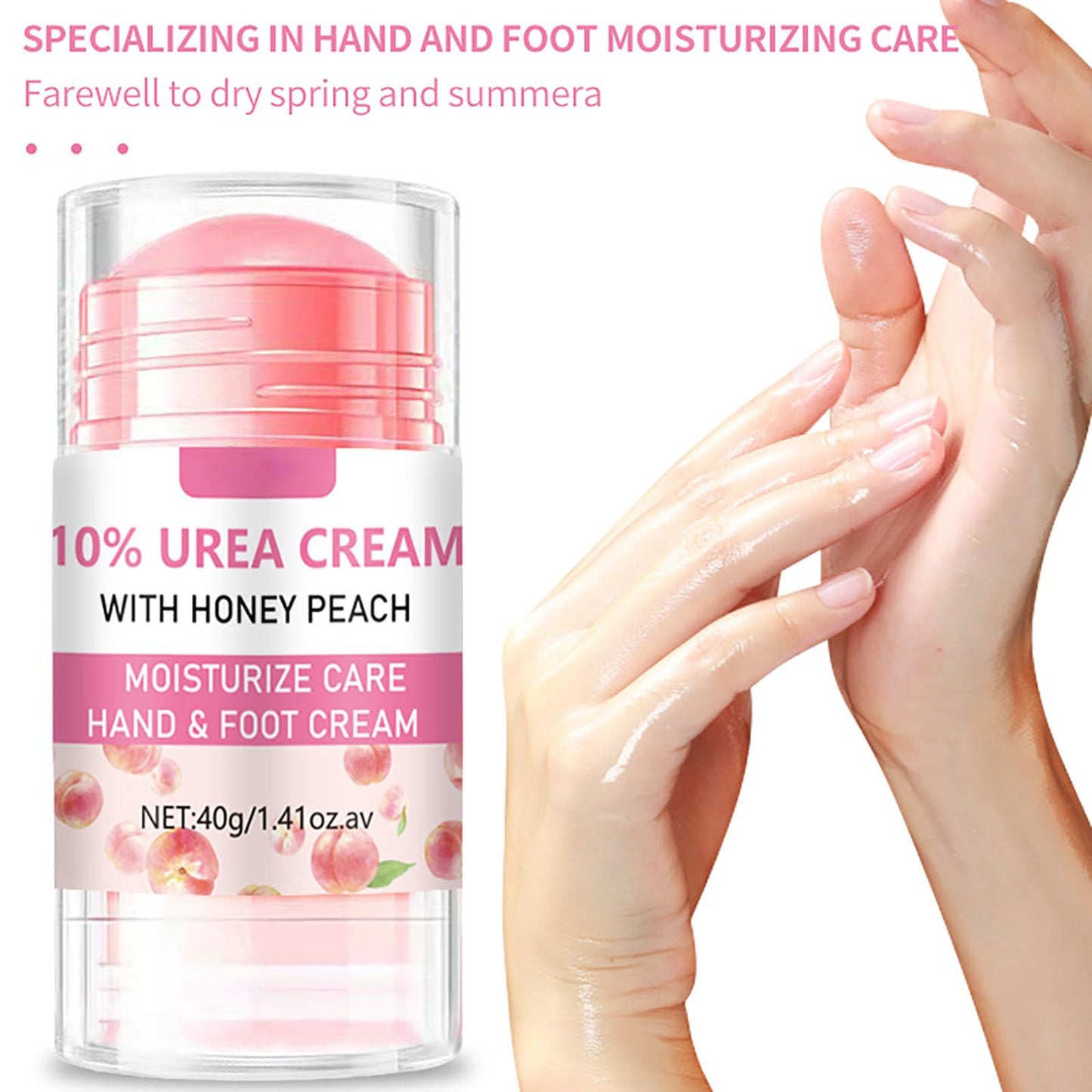 Grospe Hydrating and Anti-Cracking Foot Cream, Hand and Foot Stick Peach with Honey Hydrates and Repairs Dry Cracked Feet Moisturizer Balm for Smoothing and Soft Skin for Women and Men 1.41Oz
