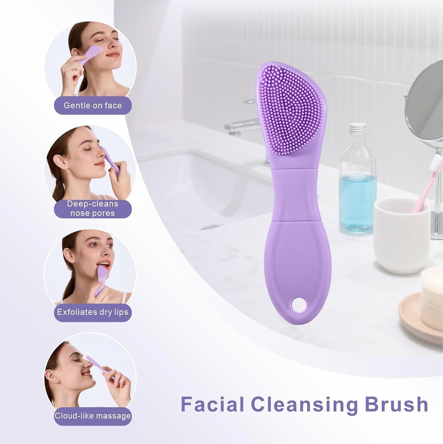 Blackhead Remover | Silicone Face Scrubber & Exfoliator for Deep Cleansing - Purple Color