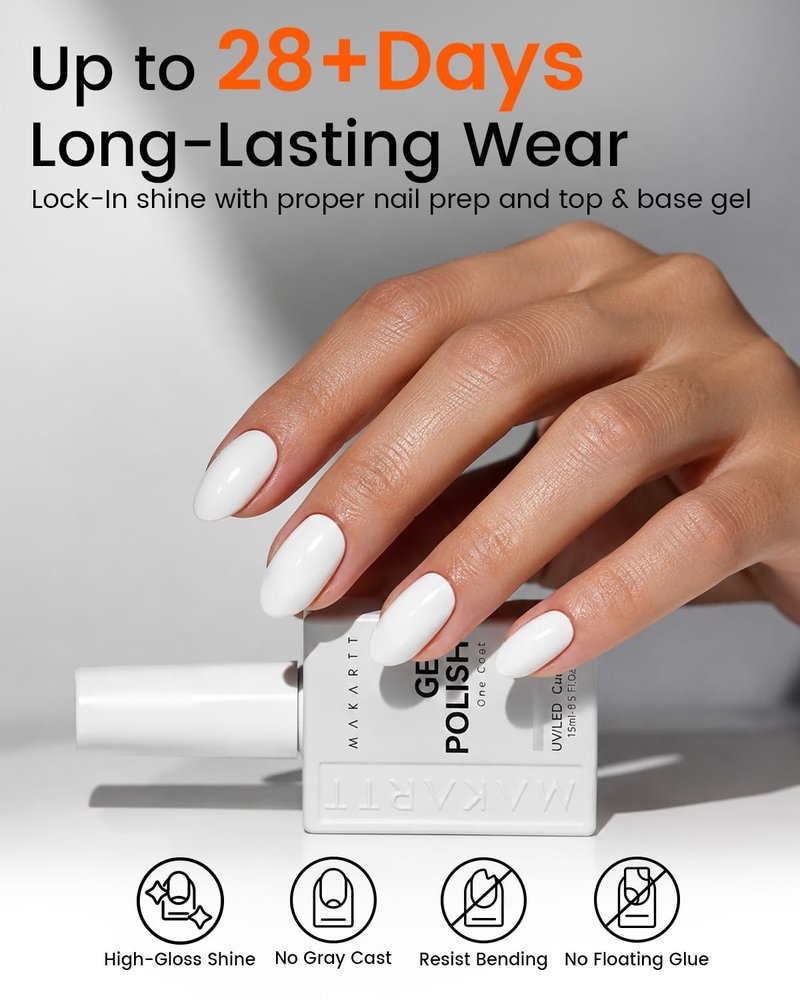 Ultra-Pigmented White Gel Nail Polish - High Gloss 15ml | Perfect for French Tips & Nail Art