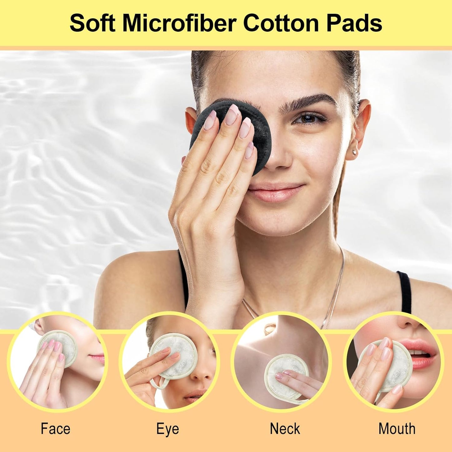 Reusable Makeup Remover Pads - 18 Packs Microfiber Towels with Washable Bag | Soft & Fast Drying (Grey/White)