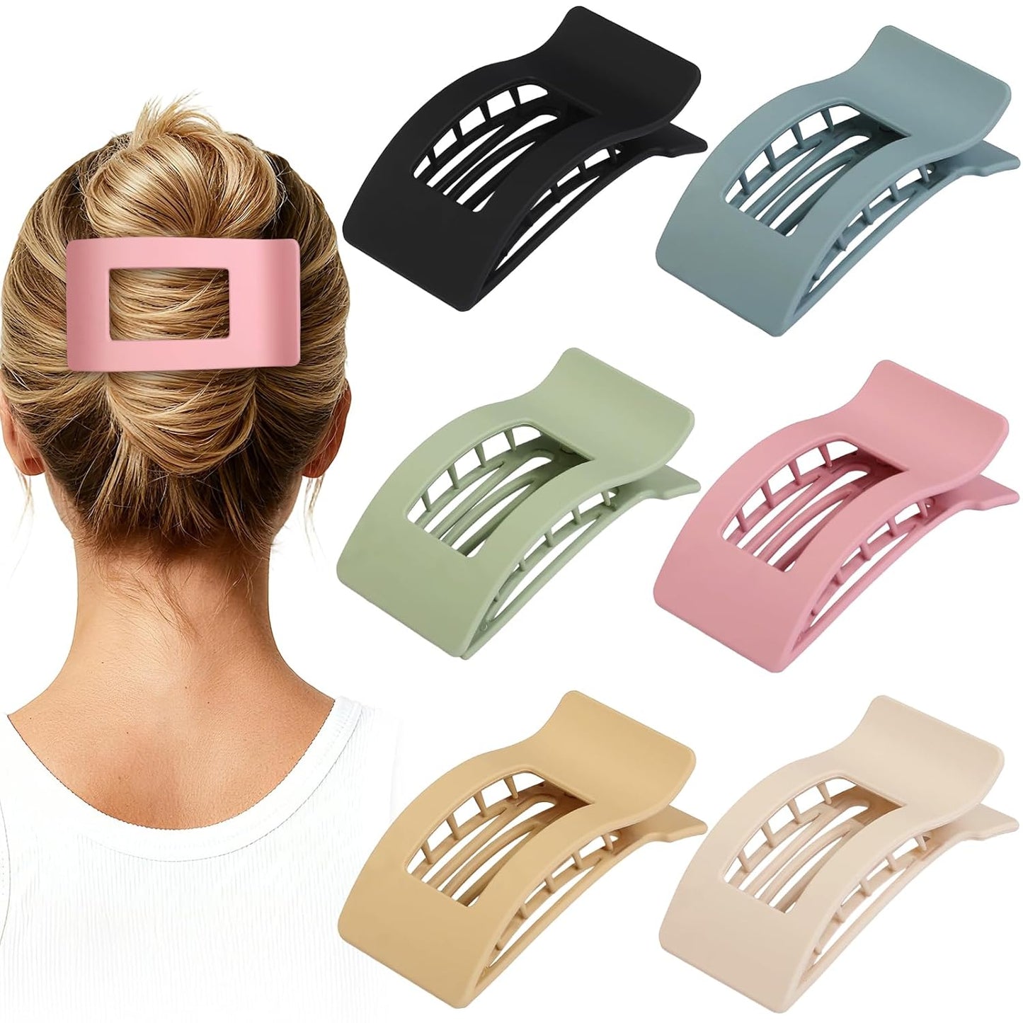 French Flat Hair Clips - 6pcs Matte Claw Clips for Thick or Thin Hair | Non-Slip Strong Hold Accessories