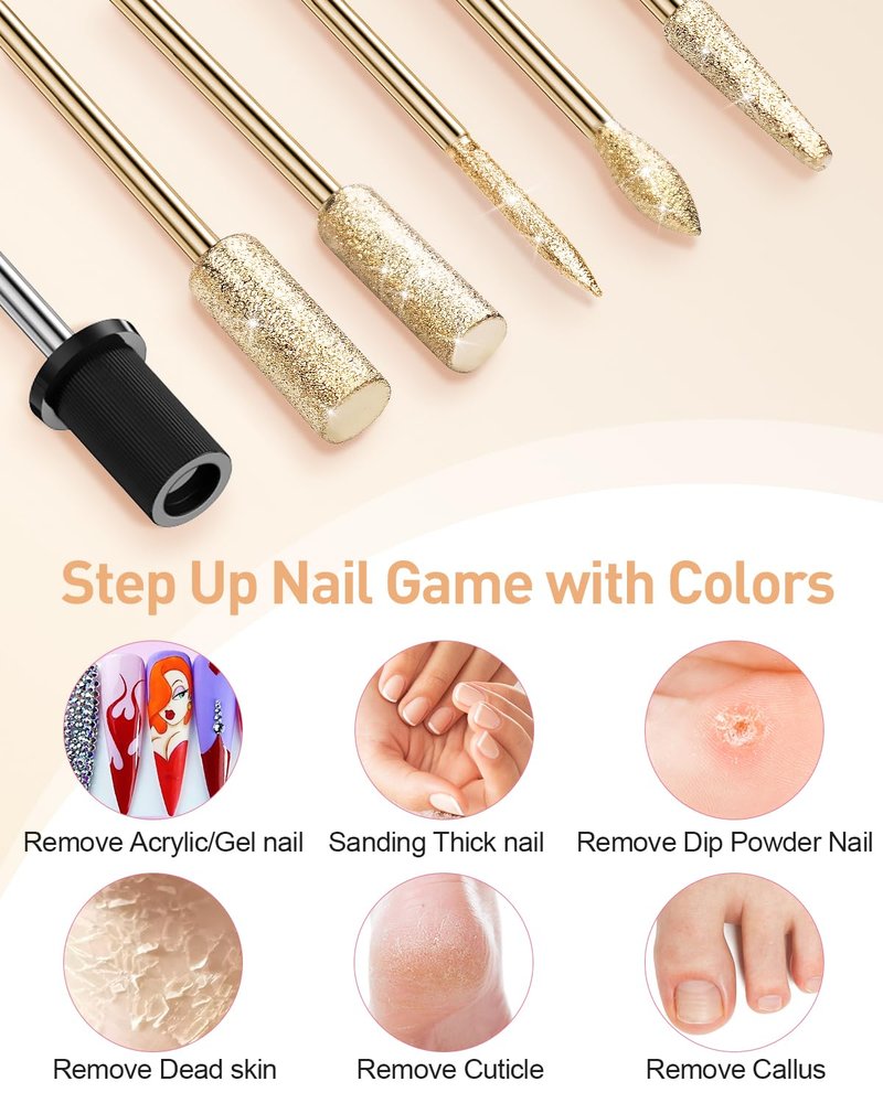 Subay Acrylic Nail Drill, Electric Nail File for Acrylic Gel Nails, Portable USB Nail Drill Machine with 6 Nail Drill Bits and 26 Sanding Bands for Nail Technicians Manicure Pedicure - Black