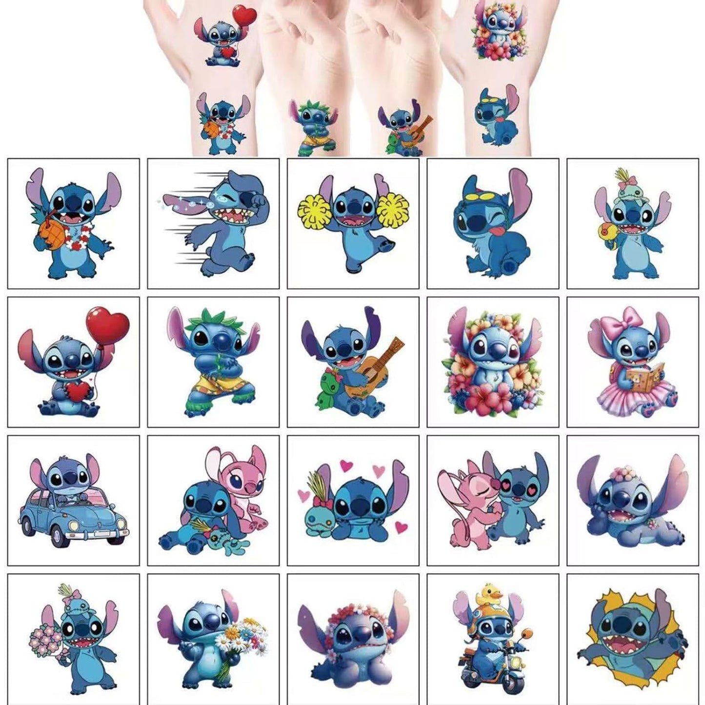 Lilo & Stitch Temporary Tattoos - 20 Pcs for Teens Birthday Party | Fun Party Favors & Decorations