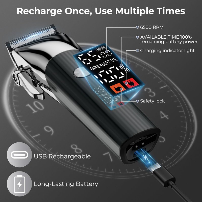 Intpot Hair Clippers for Men, Easy Home Haircut Kit with Clipper & Trimmer, Cordless Grooming Set, Rechargeable Hair Cutting Machine for Beginners