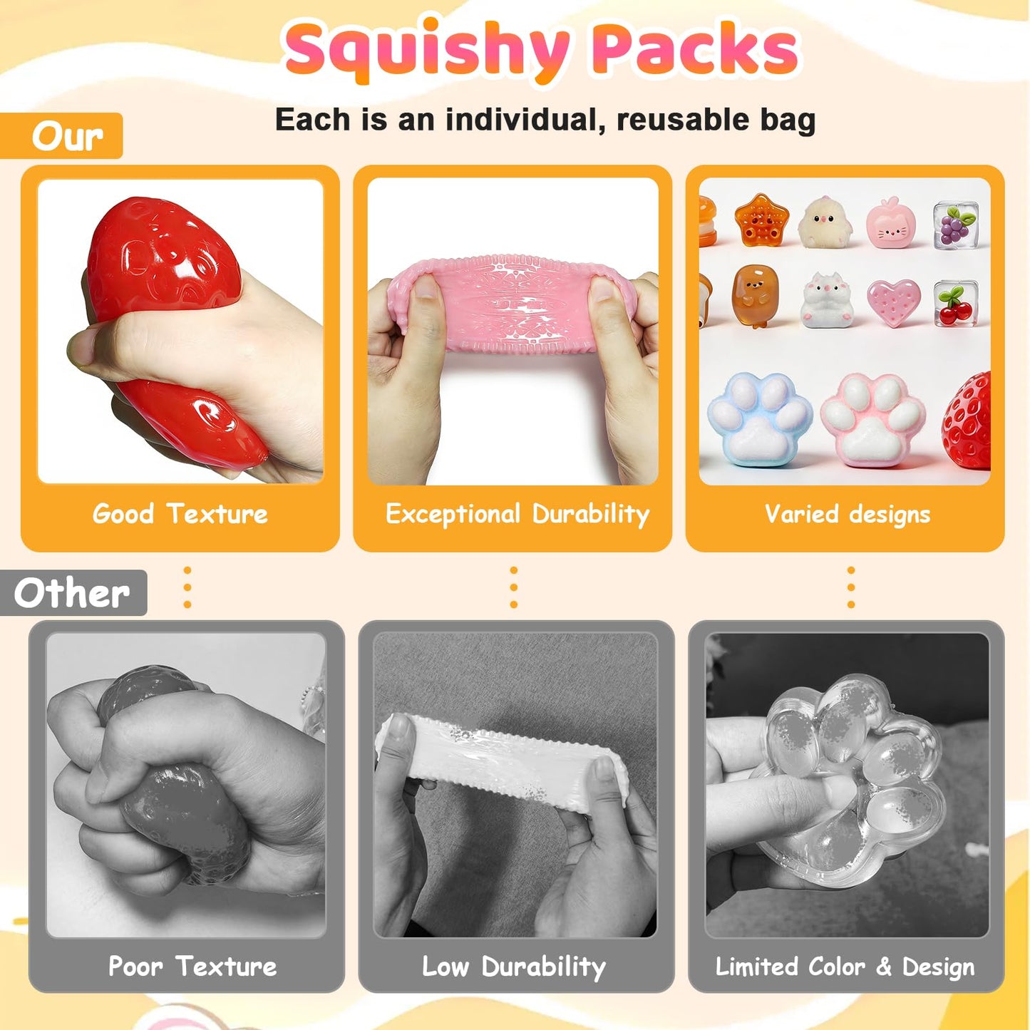 AZBFAN 22PCS Squishy Toys,Dumpling Squishy,Cat Paws, Ultra-Soft TPR Material, Squeeze Toys Set are Perfect for Stress Relief for Both Children & Adults, Classroom Birthday Gifts