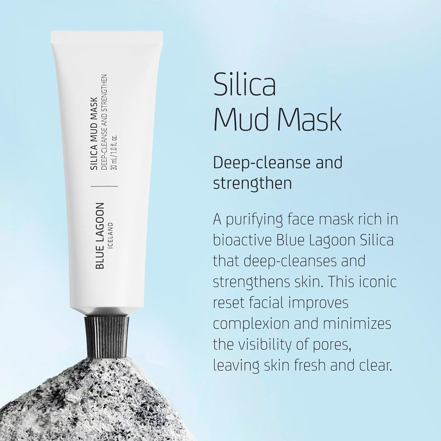 Deep Cleansing Silica Face Mask - Hydrating & Moisturizing Skin Care for Enhanced Glow | Bioactive Icelandic Formula (1 oz | 30 ml)