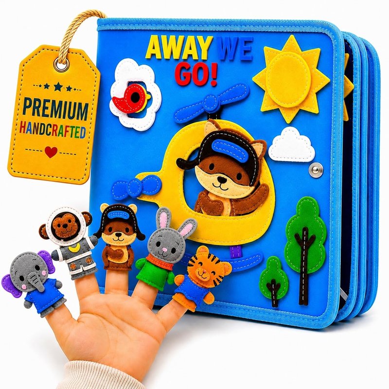 Bright Keiki Busy Book for Toddlers 1–3 – Montessori Busy Board & Educational Toys for 2 Year Old – Away We Go Travel Activity Book