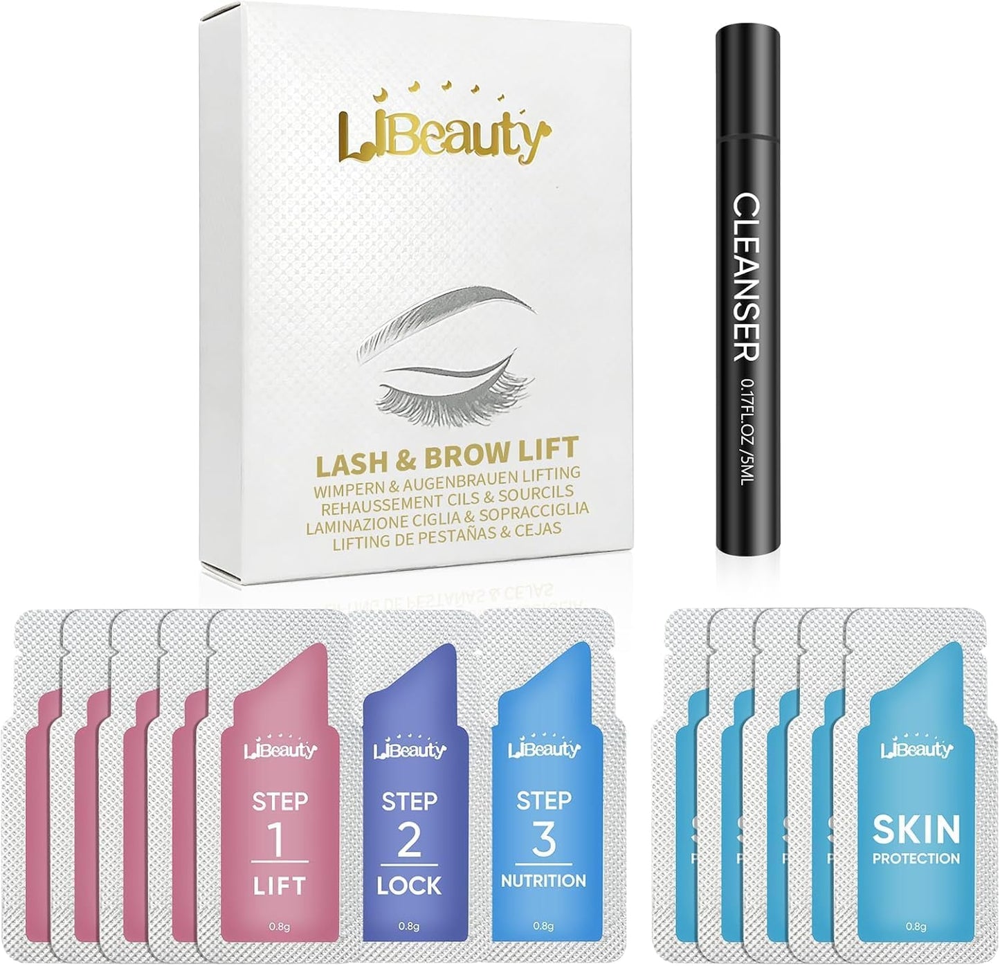 Korean Brow Lamination & Lash Lift Kit - 20 Individual Sachets | Mild Formula, Easy to Use