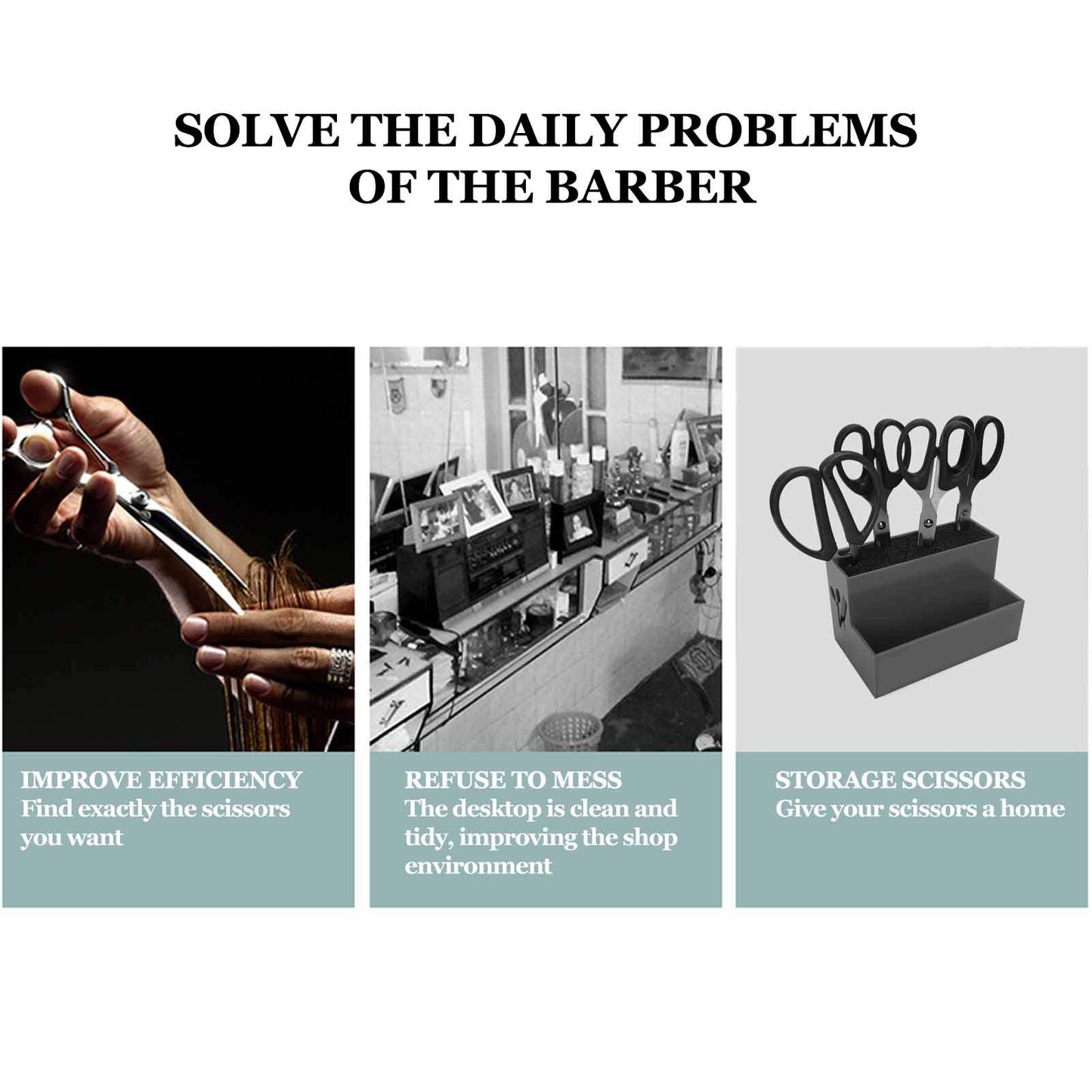 Tomotato Professional Salon Shear Holder Rack, Salon Hairdressing Combs Clips Box Scissors Storage Box Organizer Case Barber Accessories, for Hair Stylist Office Home(Black)