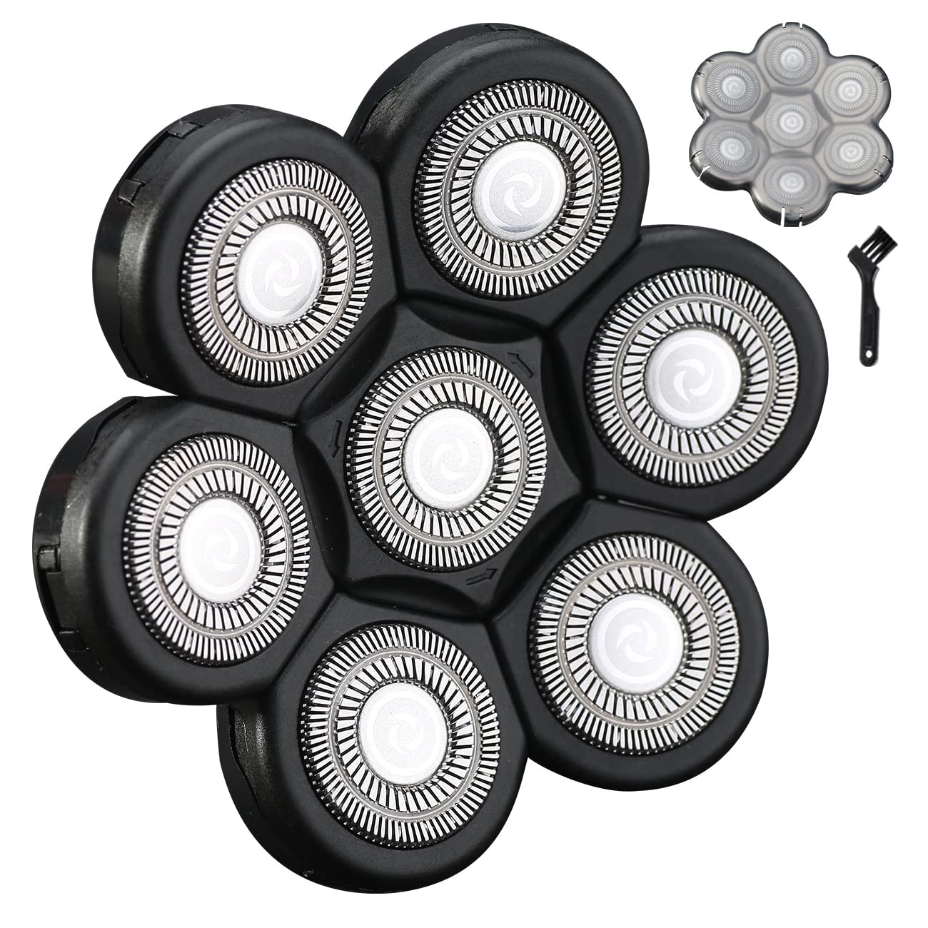 7D Black Electric Razor Replacement Blades - Universal 7 Blade Head Shaver for Men