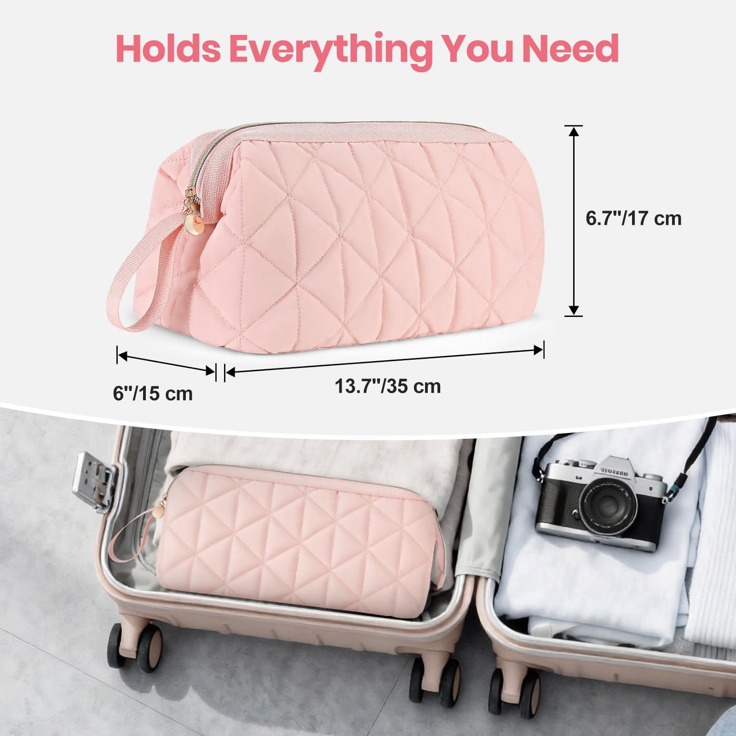 YUFIXO Hair Tools Travel Bag with Separate Heat Resistant Mat, Large Portable Organizer Bag for Women to Store Hair Dryers, Flat Irons, Curling Irons, Straighteners & Hair Accessories, Pink