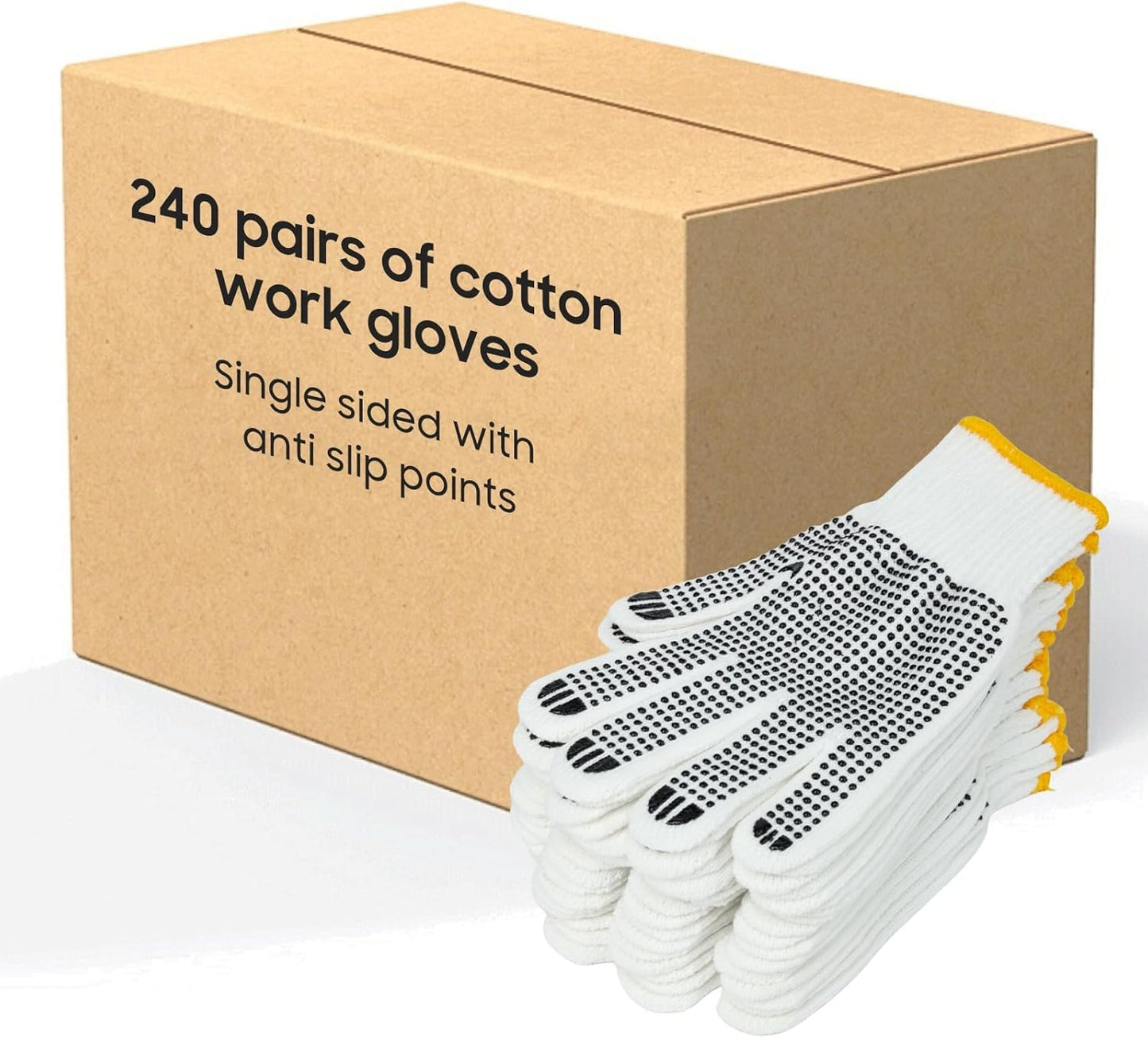 Unisex Cotton Polyester Knitted Safety Gloves - Ideal for Gardening, Warehouse & Cooking | 12/36/240 Pairs
