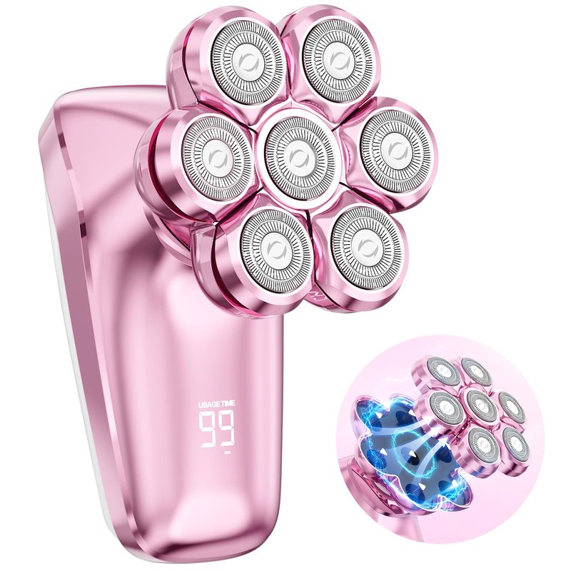 7D Electric Razors for Women, Magnetic Women's Electric Shaver for Full Body, Flawless Wet Dry Hair Remover for Legs, Cordless Lady Bald Shaver Bikini Shaver, Cherry
