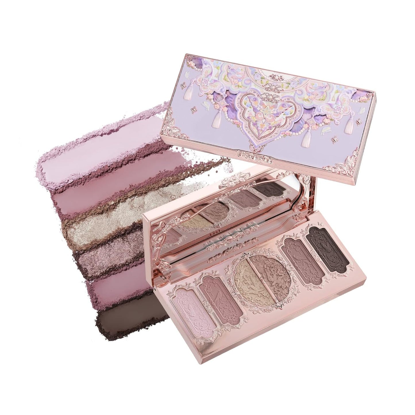 Butterfly Cloud Makeup Palette - 6-Color Embossed Face Palette with 4 Matte & 2 Shimmer Shades | Muted Purple-Gray, 0.23 oz