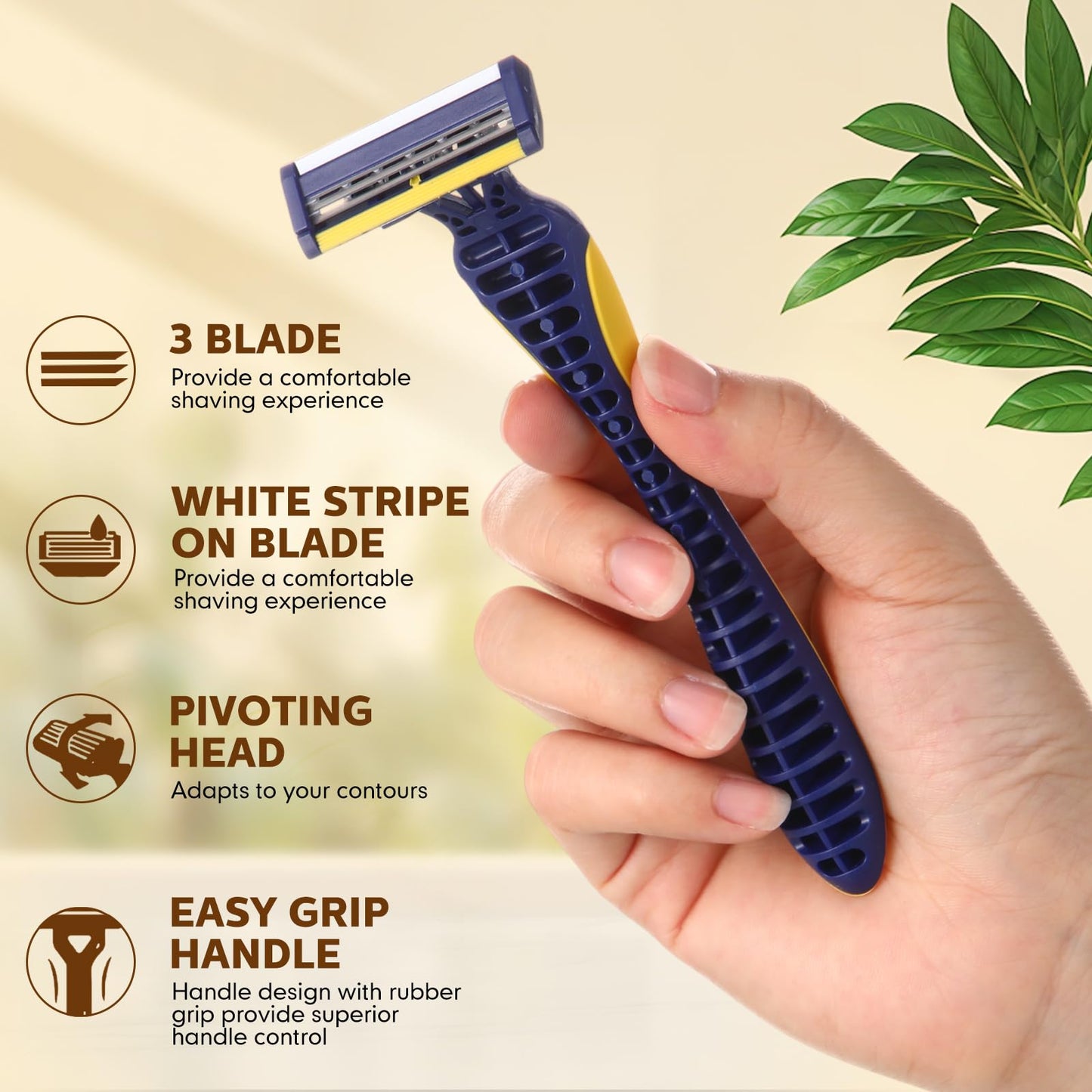 Leriton 80 Pcs Men's Disposable Razors Bulk 3 blade Disposable Razors Set Sensitive Skin Razor for Men Travel Razors Disposable Head Razor for Hotel Saunas Spa Donations Collective Use Daily