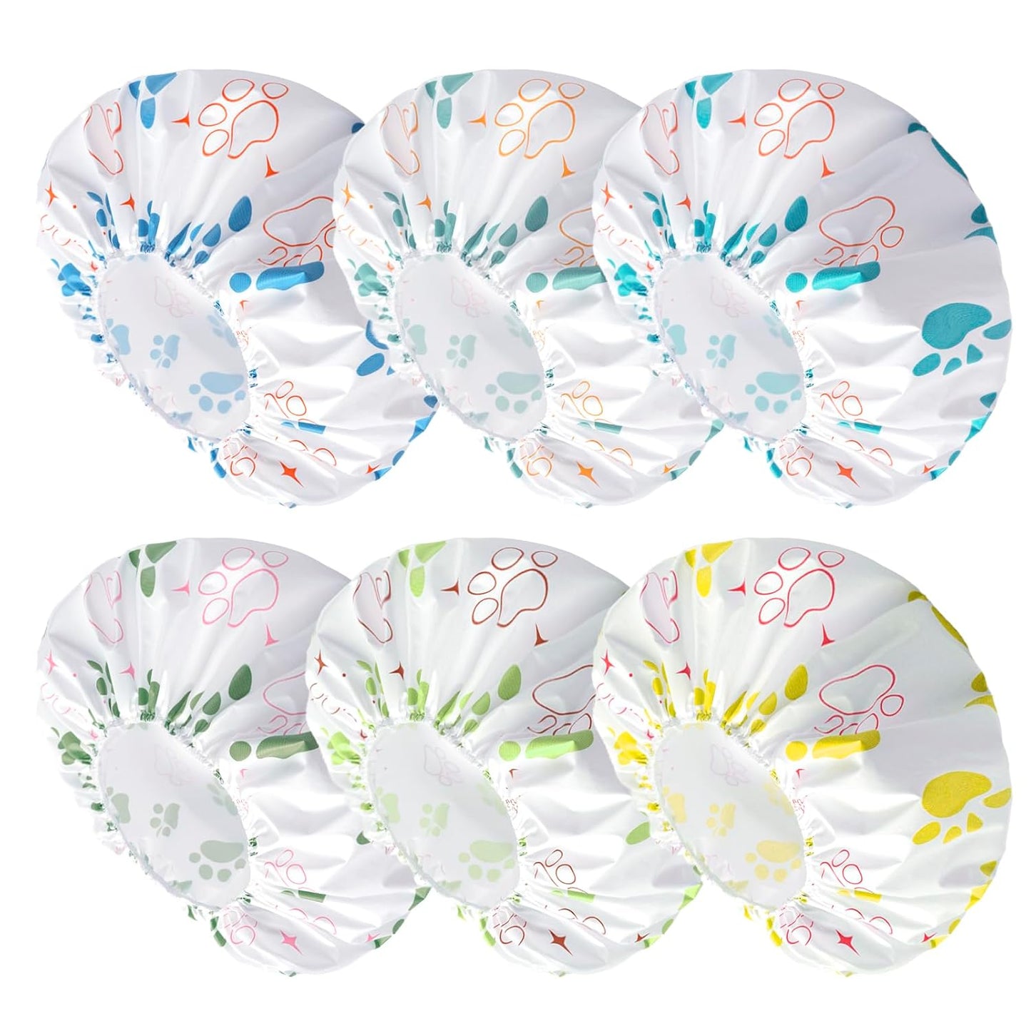 Waterproof Shower Caps for Women - 6 PCS Reusable Elastic Bathing Caps | Double-Sided EVA in Candy Colors