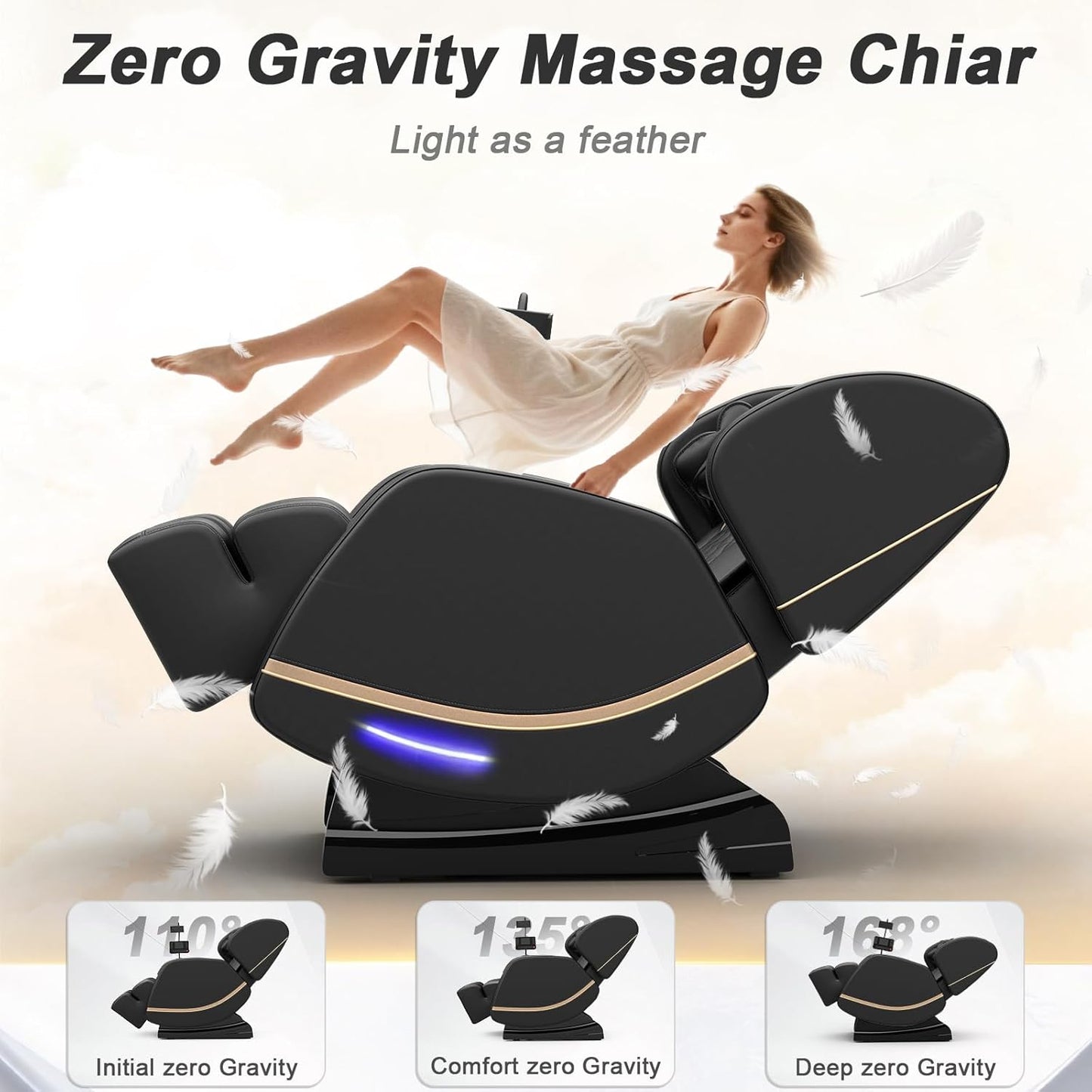 Zero Gravity Full Body Massage Chair - Megashock SL Track 2026 with Back Heat, 12 Rollers, Foot & Airbag Massage, Bluetooth Speaker