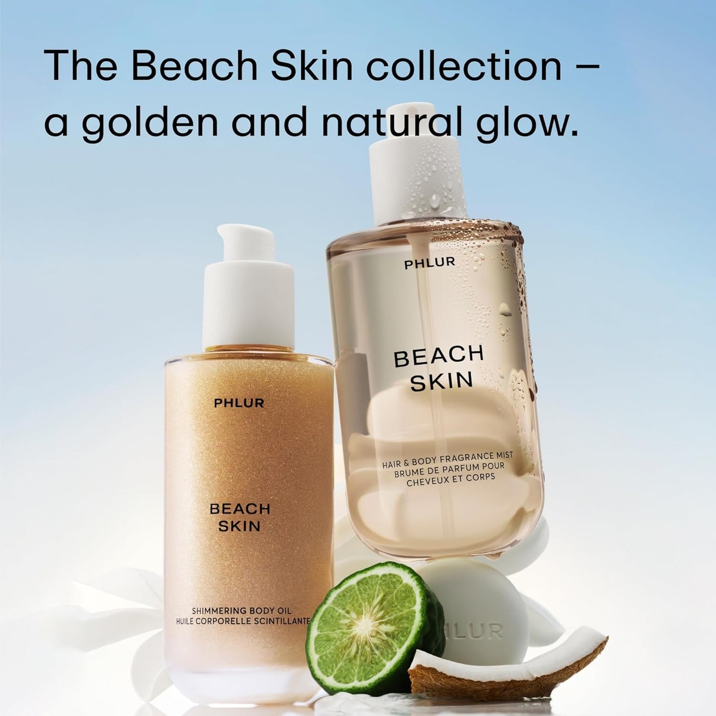 PHLUR Beach Skin Shimmering Body Oil, 4 Oz – Coconut, Vanilla & Sandalwood