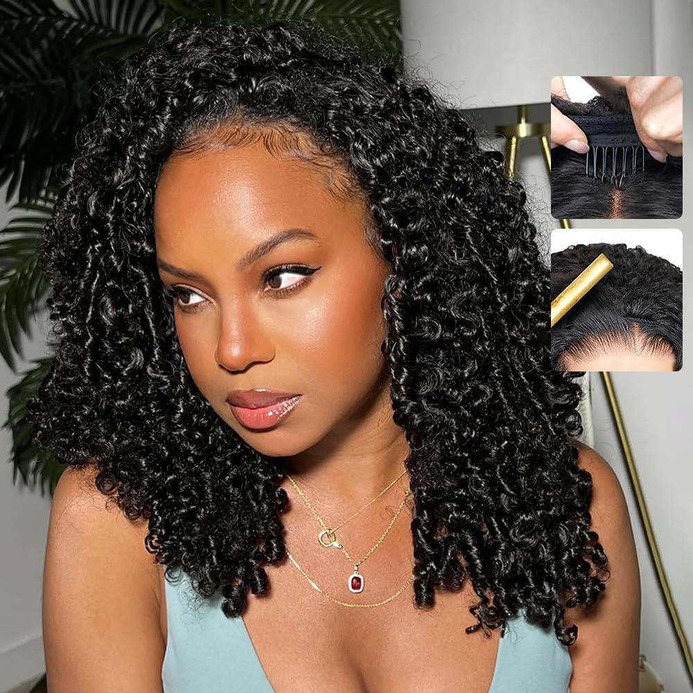 Burmese Curly Half Wig - 16 Inch Human Hair, 180% Density | Glueless, Beginner-Friendly for Black Women