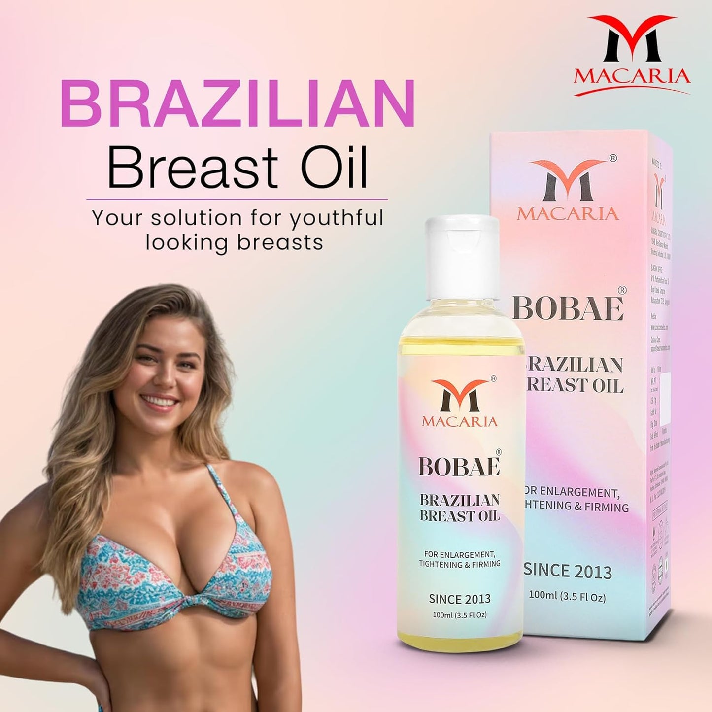 Brazilian Breast Tightening Oil - Firming & Toning Massage Gel for Enhanced Bust Size | Women's Breast Care