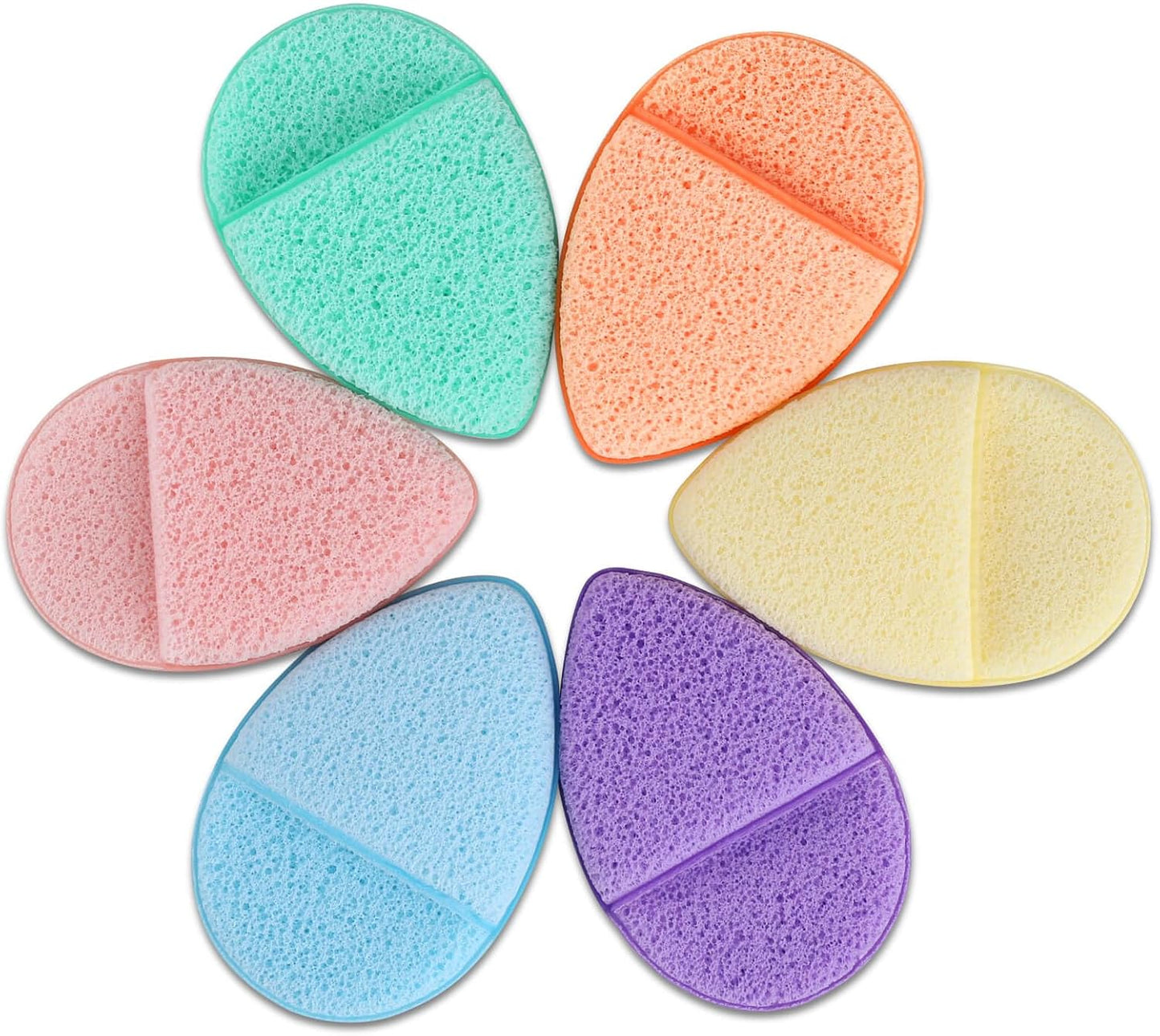 Facial Sponges Set - 6 Colorful Reusable Cleansing Puffs for Makeup Removal & Daily Exfoliation