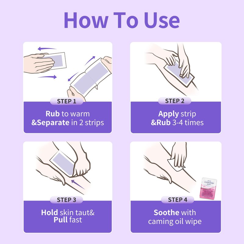 Beauty7 Women Wax Strips for Body, Ready to Use Waxing Strips, Legs Arms Chest Bikini Waxing, At Home Waxing, 20 Strip 6 Calming Oil Wipes for Sensitive Skin