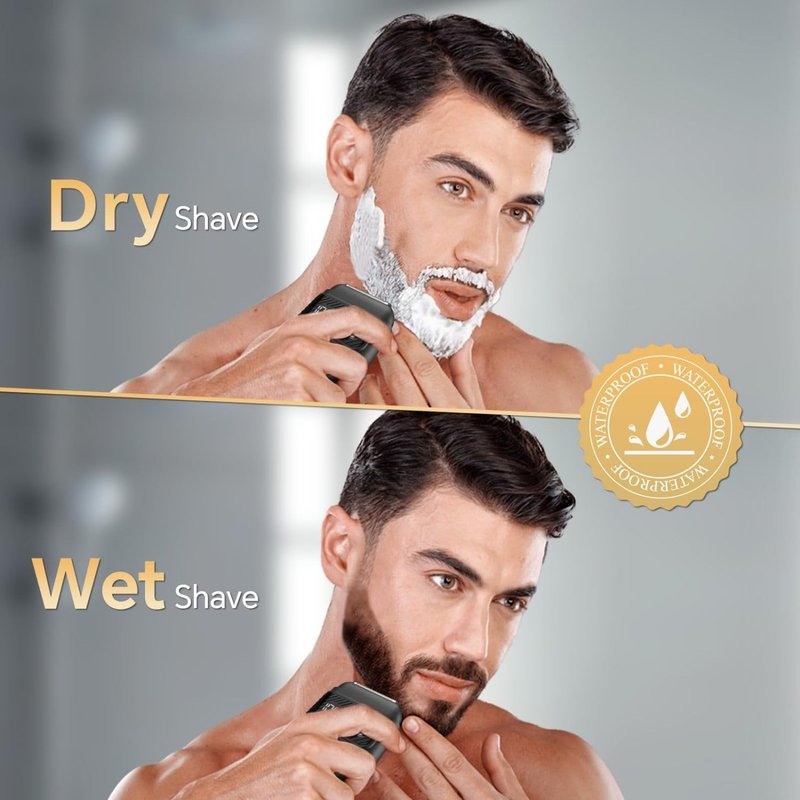 SilkGlow Electric Foil Shavers for Men, Cordless Electric Razor with 3 Floating Blades, Waterproof Foil Shaver for Face, LED Display USB-C Fast Charge, Portable Travel Shaver, Black
