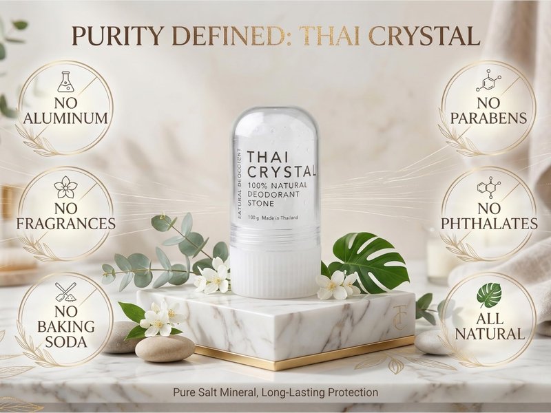 All-Natural Mineral Deodorant Stick Set of 2- Non Aluminium Thai Crystal Stone for Lasting Odor Control, Unisex, By Verve CULTURE