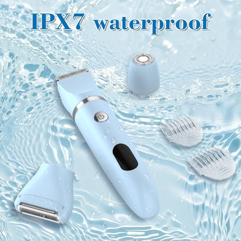 Zivelier 3-in-1 Electric Razor IPX7 Waterproof Bikini Trimmer Wet & Dry Use Painless Personal Trimmer Groomer for Ladies Face Body Legs Bikini Public Hairs Electric Lady Shaver with Replaceable Heads