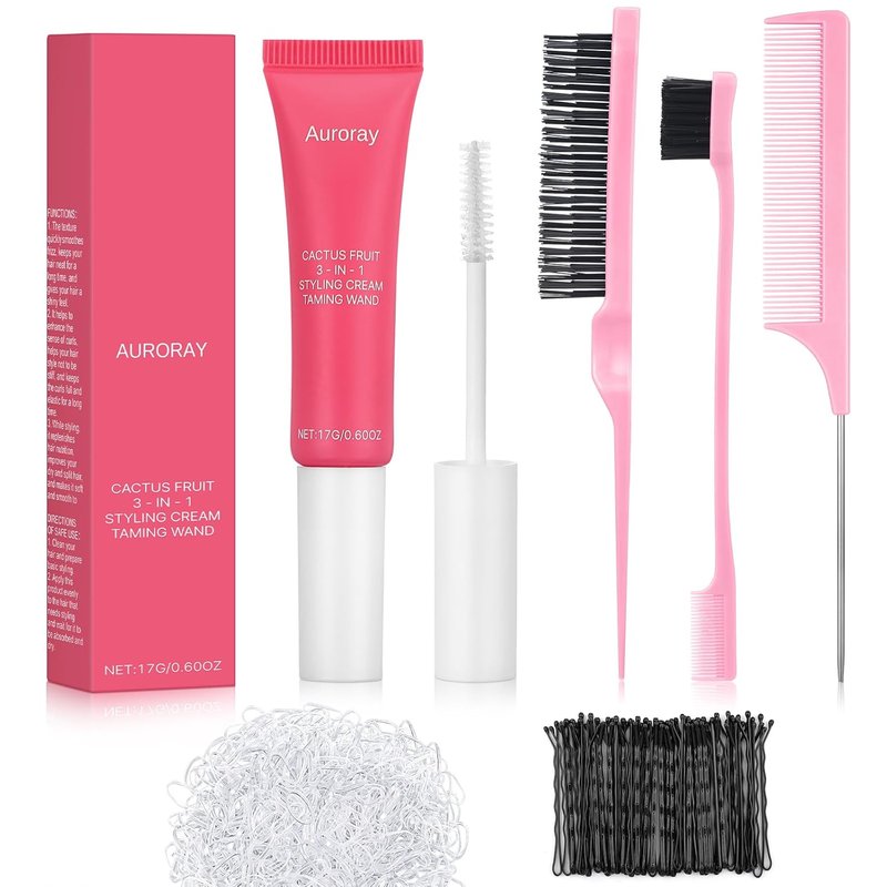 3-In-1 Styling Cream & Taming Wand Gel Set - Cactus Fruit Fly Away Stick for Frizz Control | 0.6 OZ