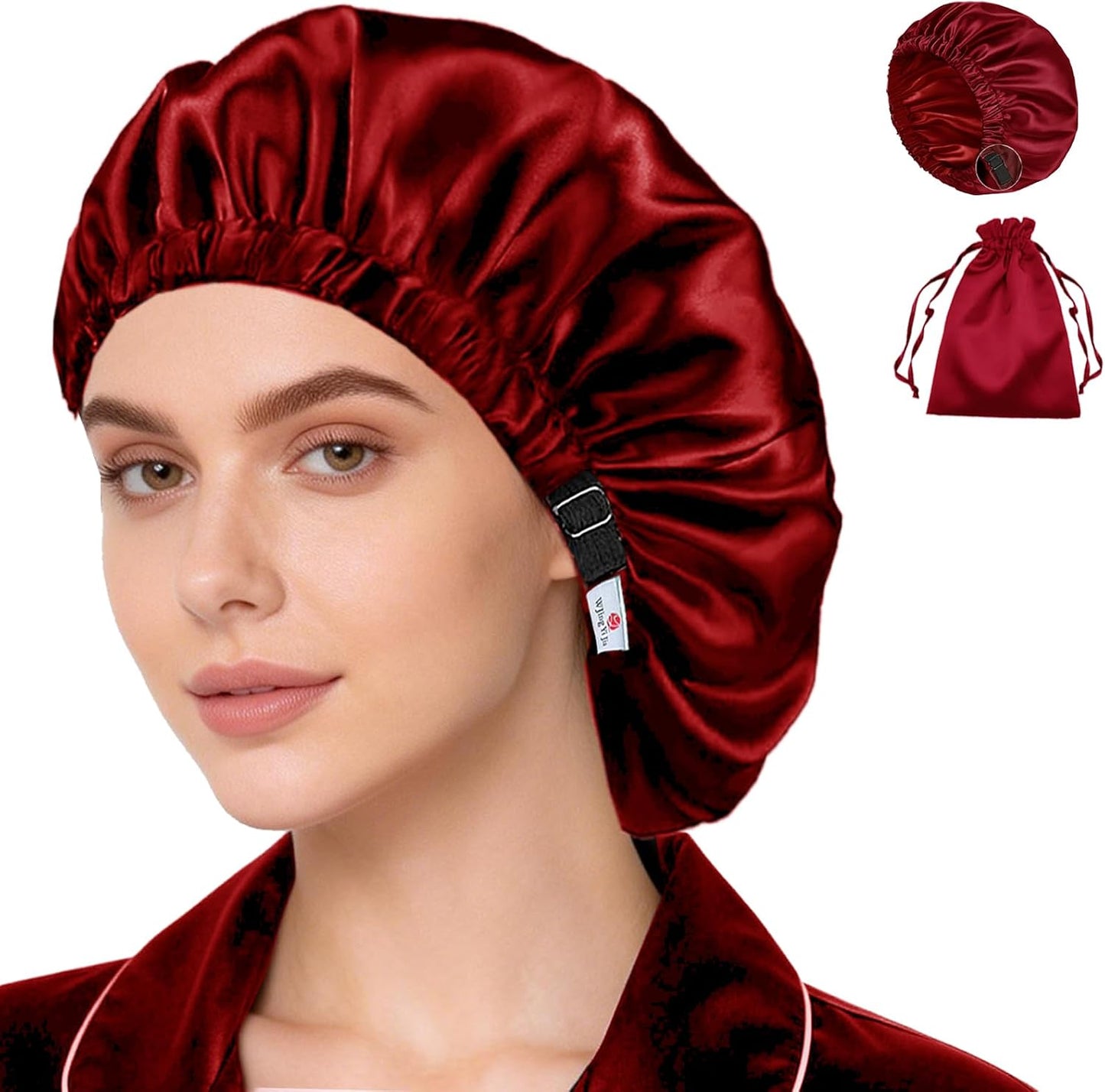 Silk Satin Bonnet Set - Soft Sleep Caps for Curly Hair | 2-Pack, Women's Night Bonnets
