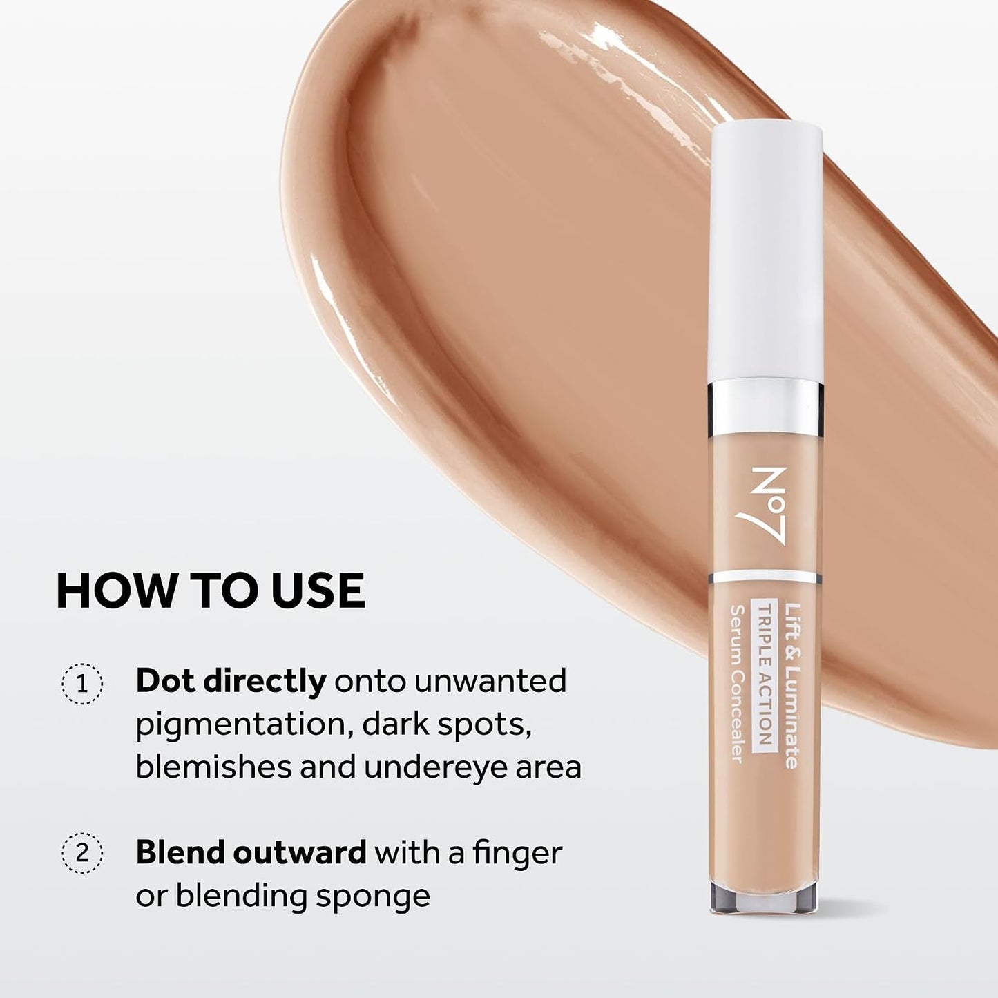 No7 Lift & Luminate Serum Concealer - Anti-Aging Liquid Makeup for Blemishes & Dark Circles | Light (8ml)