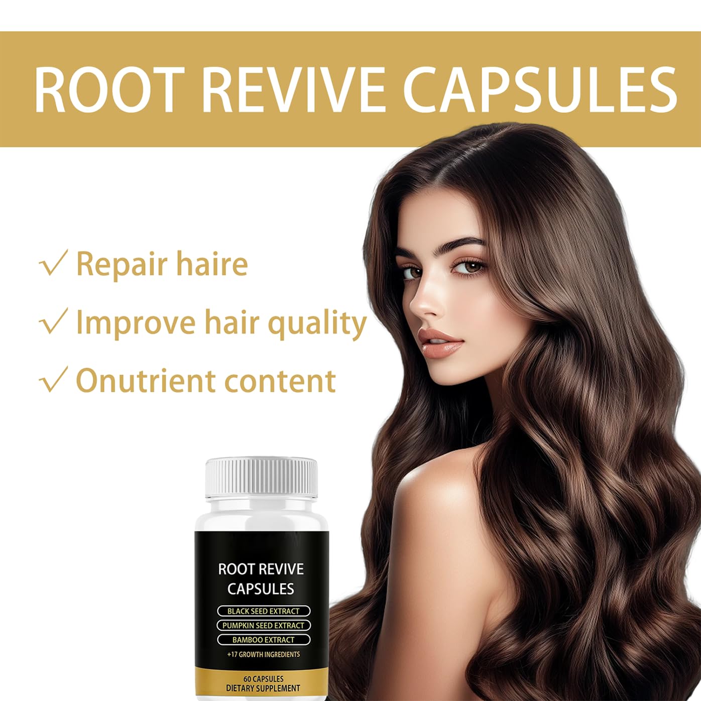 Lumin Root Revive Capsules - Hair Growth Supplement with Biotin & Black Seed Extract | 60 Count for Thinning Hair