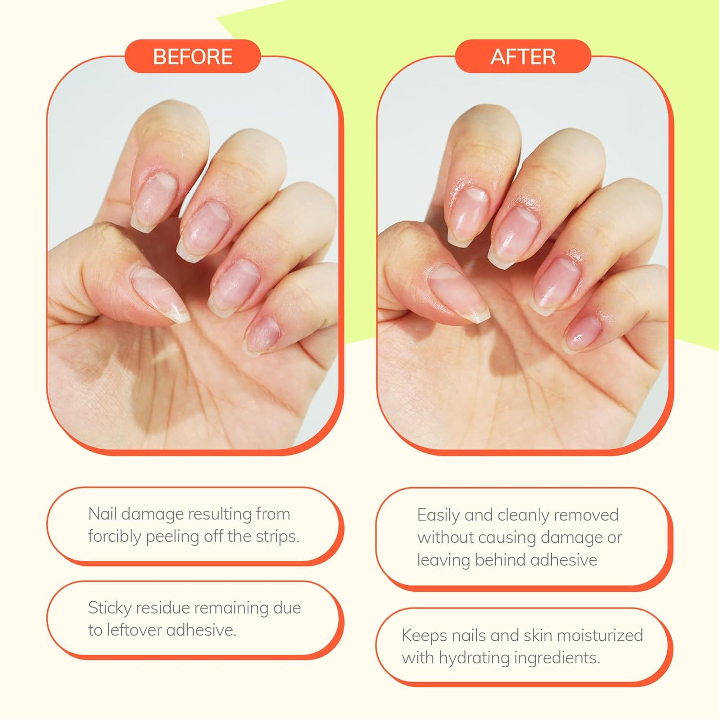 Semi-Cured Gel Nail Strip Remover - Gentle, Moisturizing, Acetone-Free Solution | Non-Drying Hypoallergenic Formula