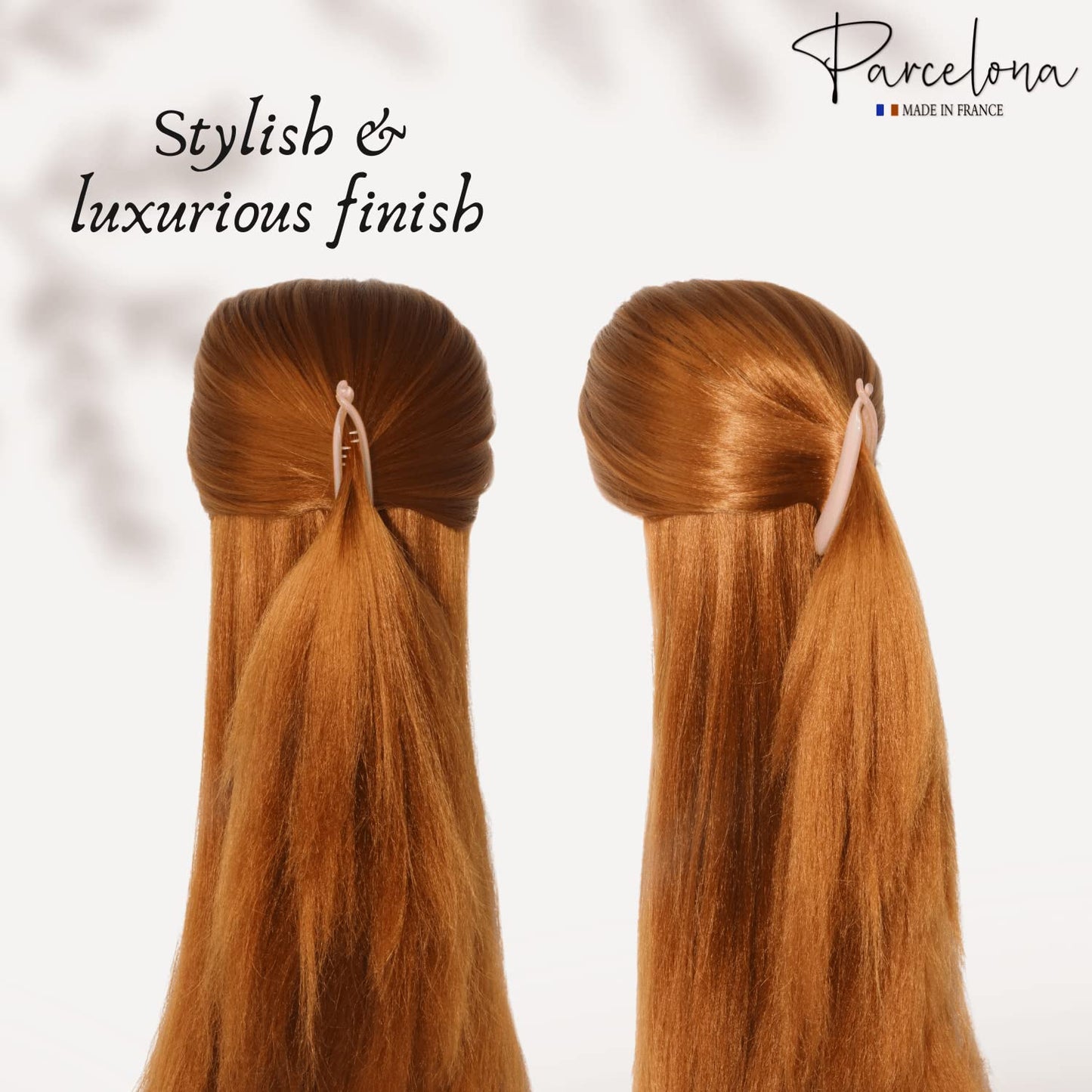Parcelona French Small 3 ¾” Celluloid Set of 2 French Banana Hair Clip Flexible Ponytail Holder Fashion Durable Styling Women Hair Accessories, Made in France