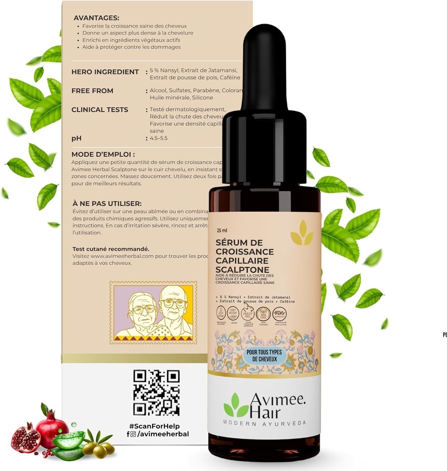 AVIMEE HERBAL Scalptone Hair Serum | 100% Pure & Natural | Mineral Oil Free | 25 mL