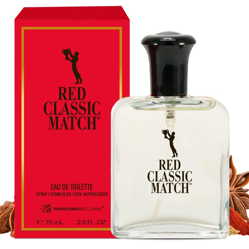 PB ParfumsBelcam Red Classic Match Eau de Toilette - Spicy Woody Amber Fragrance for Men, Long-Lasting Masculine Scent, Affordable Cologne Alternative, Signature Fragrance - 2.54 Fl Oz