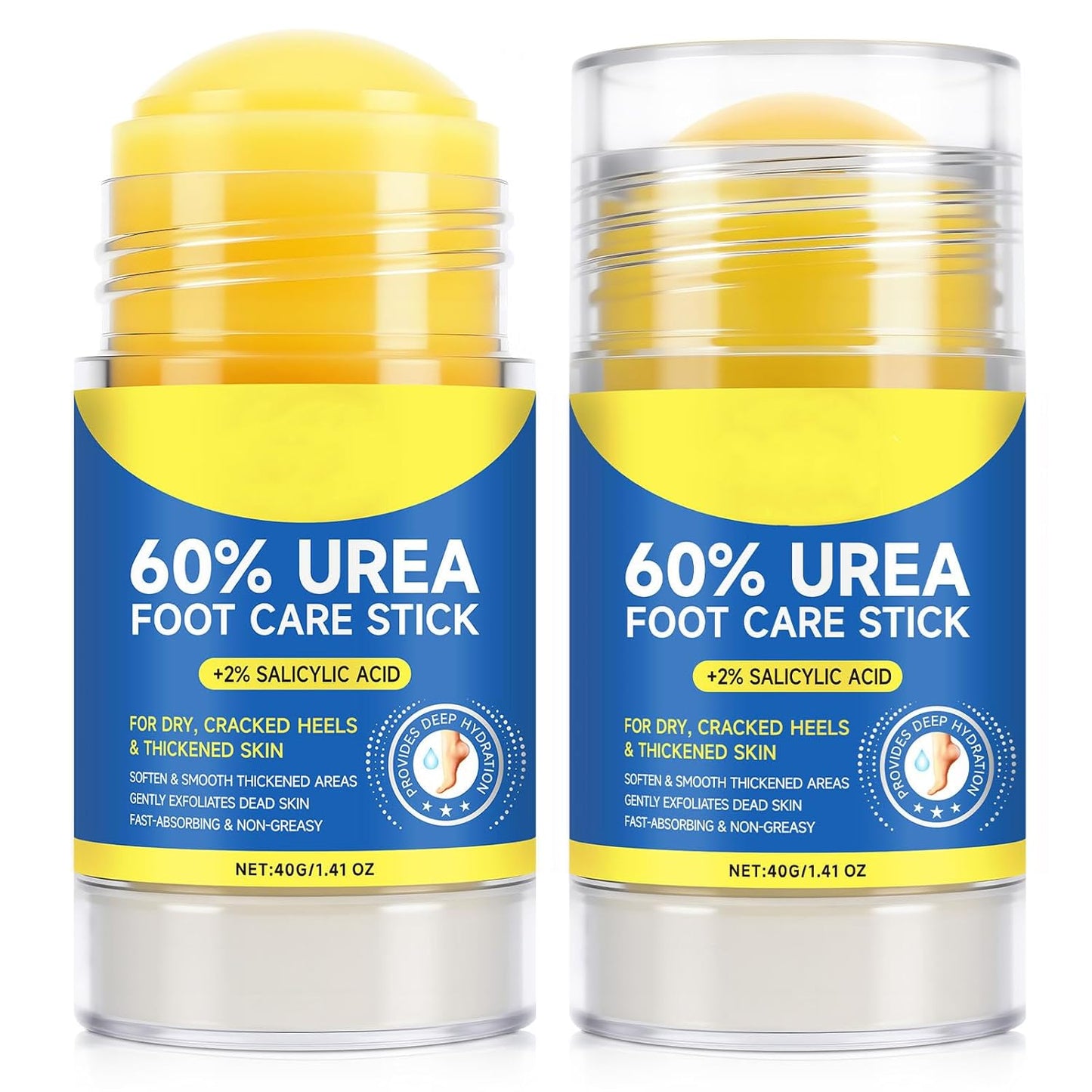 Urea Cream Foot Care Stick - 60% Urea & 2% Salicylic Acid for Dry, Cracked Skin | 1.4oz (2pcs)