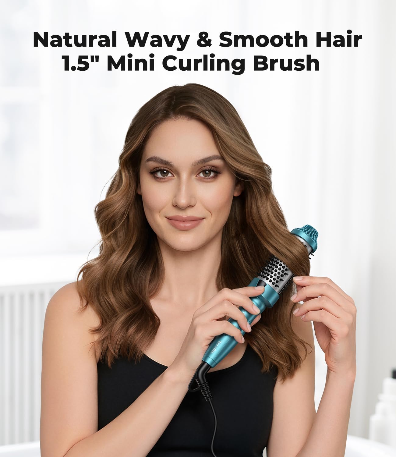 Terviiix Thermal Brush - Mini 1.5 Inch Ionic Heated Round Brush for Short to Medium Hair | Adjustable Temperature & Tourmaline Ceramic