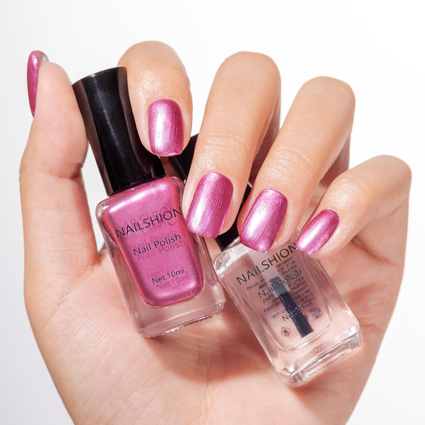 Clear Top Coat & Sheer Pink Base Coat Nail Polish Set - Strengthening Anti-Chip Formula, Quick Dry, Salon Quality