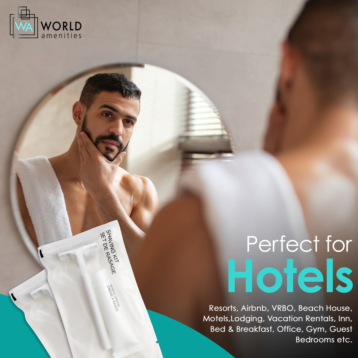 World Amenities Shave Kit (Clear Frosted Sachet) - Hotel Amenities 288 count - Includes Twin Blade Razor and Moisturizing Shave Cream