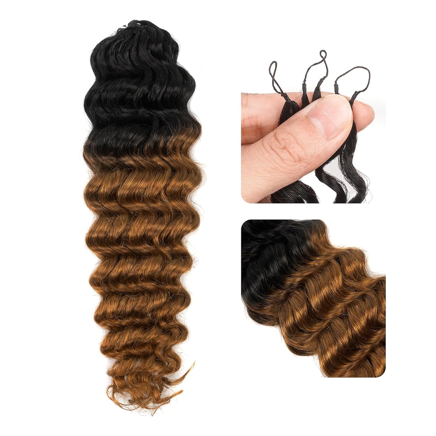ToyoTress Ocean Wave Crochet Hair - 10 Inch Invisible Knotless Deep Curly Braiding Hair | Natural Color, 250G