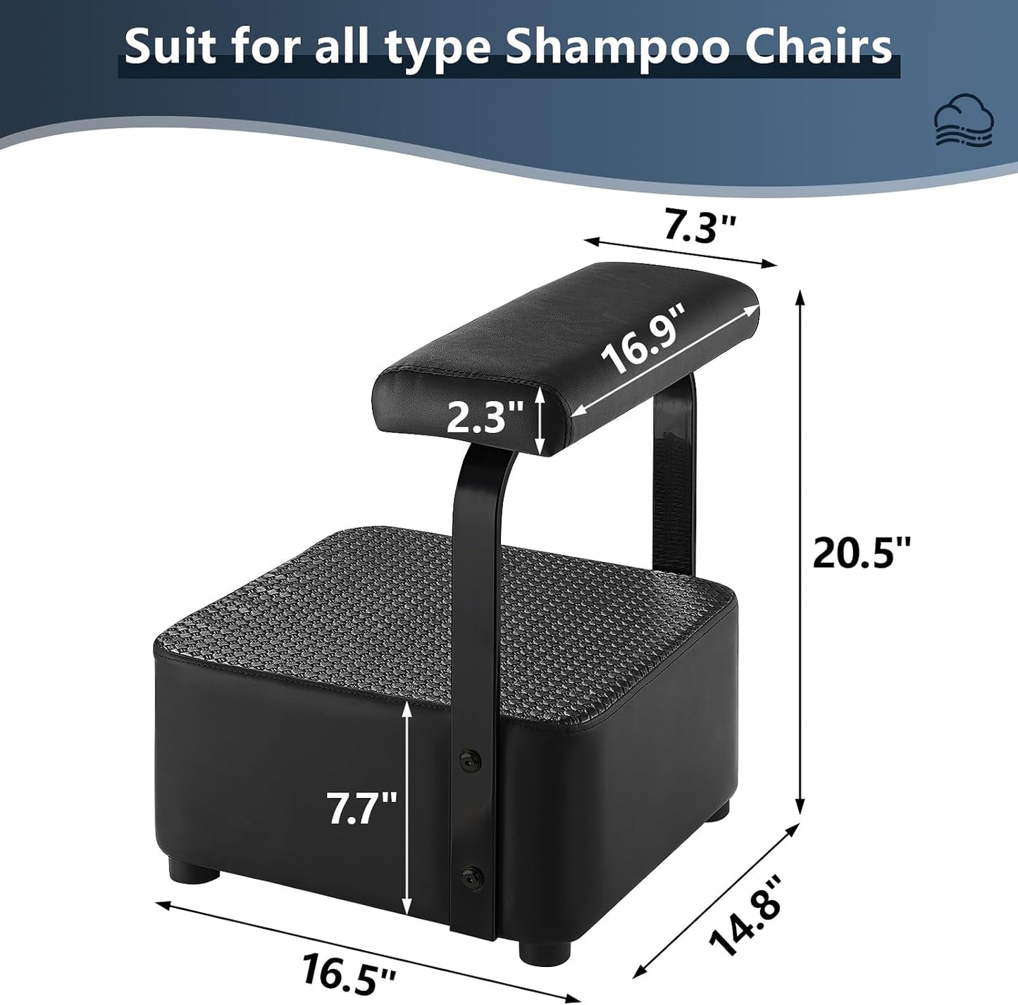 Independent Footrest for Shampoo Bowl - Spa Beauty Ottoman Chair | Black Color